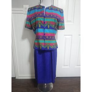 NWT Adriana Papell Vintage 2 Pc Silk Suit Size 12 80’s/90's? Beautiful!!